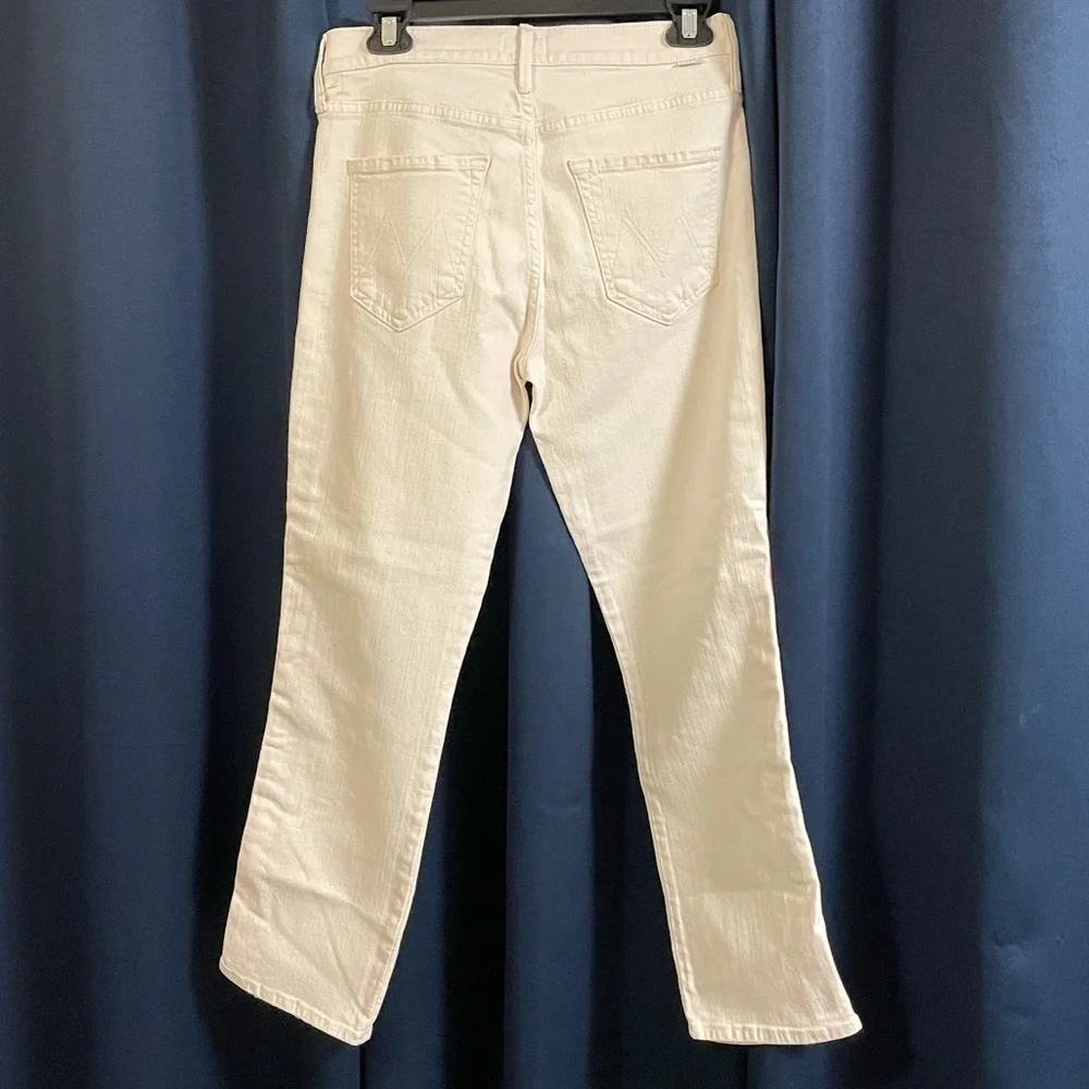 MOTHER Mid Rise Dazzler Crop Whipping The Cream Pink Racer jeans